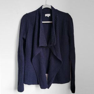 Lou & Grey Women's Cotton/Wool Navy Chunky Knit Cardigan Sweater - Size Medium